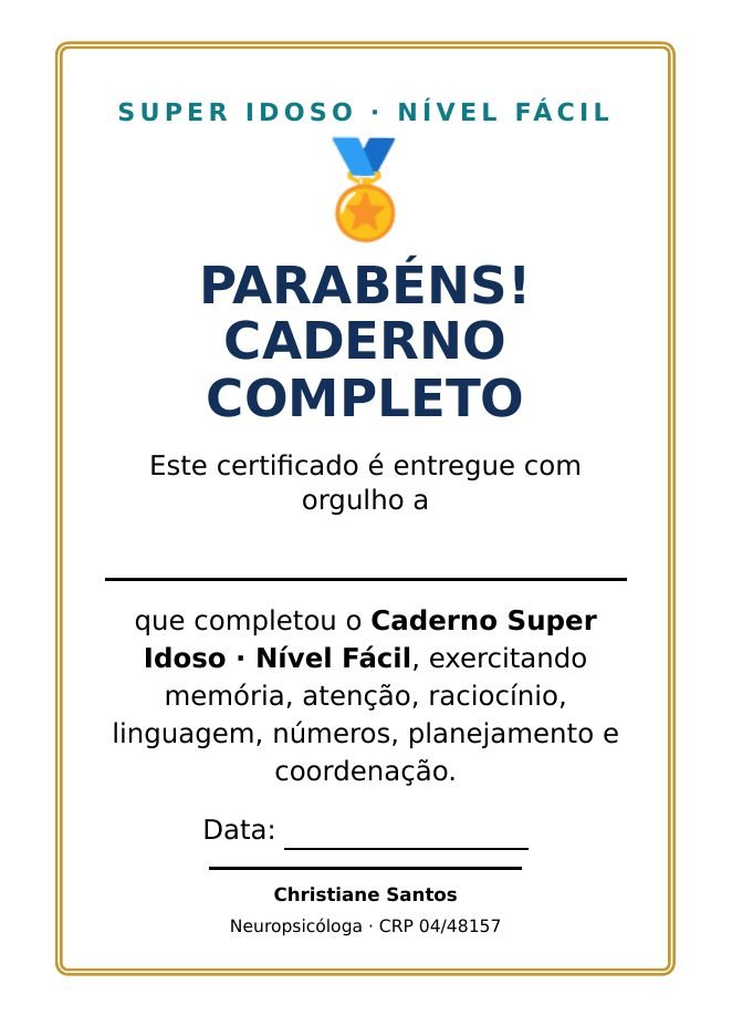Certificado de conclusão do caderno